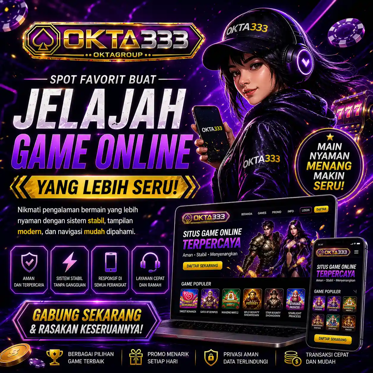OKTA333 : Tempat Main Digital dengan Nuansa Ungu Modern yang Bikin Main Lebih Enjoy